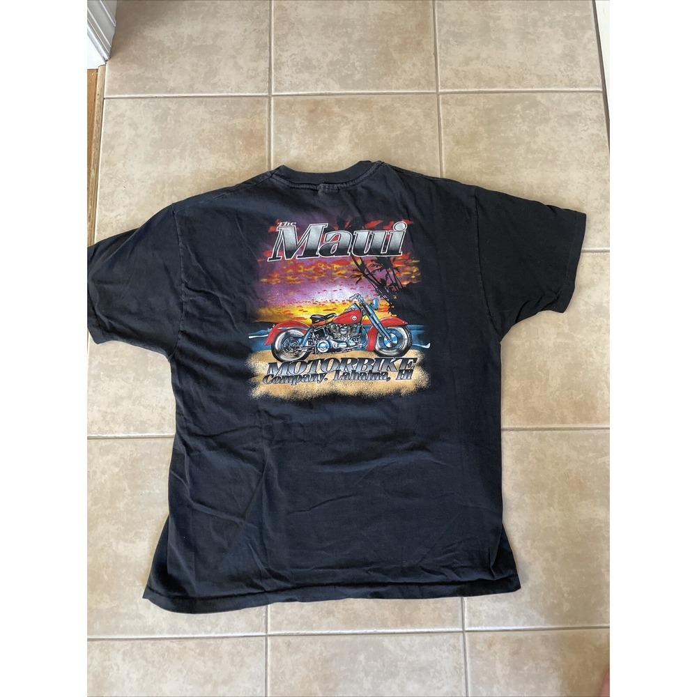 Vintage 90s Single Stitch Maui‎ Motorbike Company Tshirt Hawaii Motorcycle XL